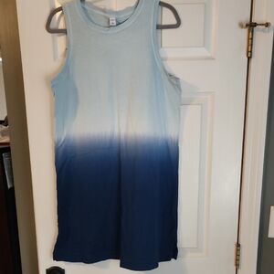 Blue Ombre Sleeveless T shirt Dress